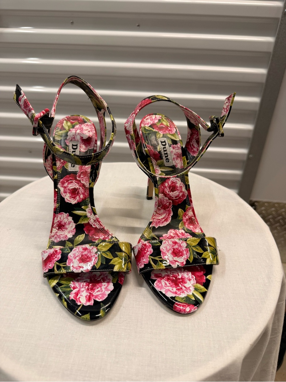 Dune London Pink Floral Ankle-Strap High Heels